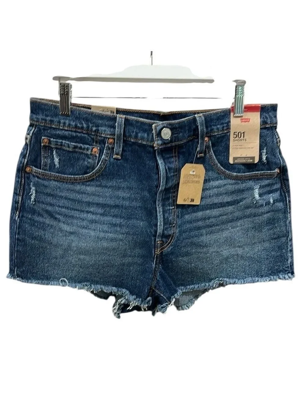 NWT Levi’s 501 Cut Off High Rise Jean Shorts SZ 32 Blue